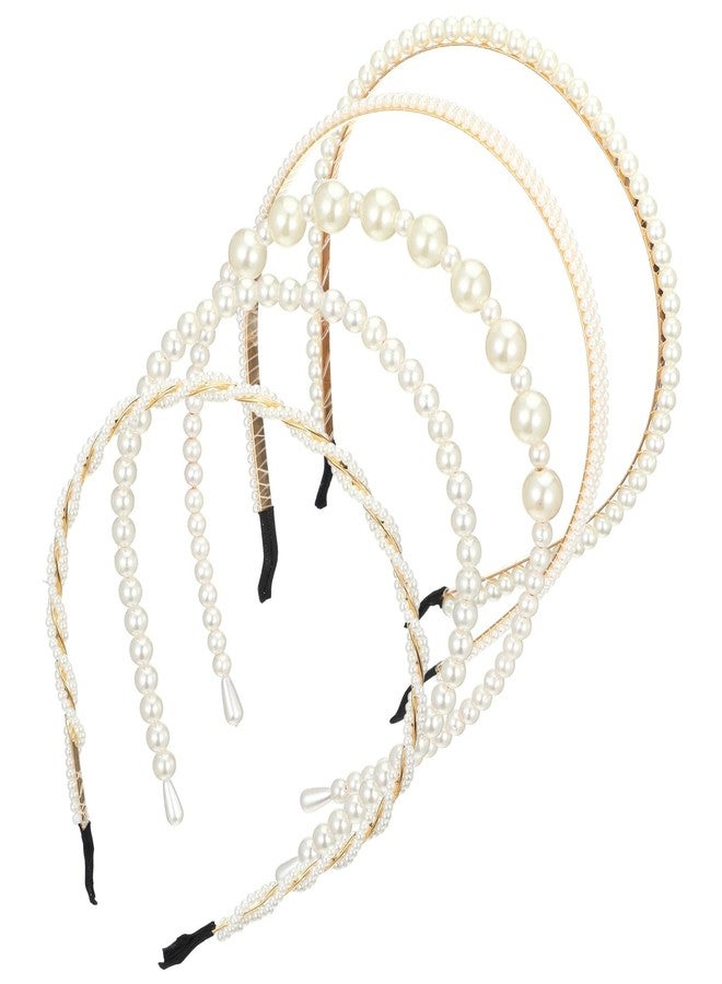 HaiFafafaing 5 Pcs Pearl Headband for Girls White Bridal Pearl Headbands With Pearls Hairbands Elegant Pearls Headpiece Elegant For Women Girls Wedding - Image 1